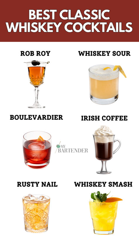 Best Classic Whiskey Cocktails Drinks With Whiskey, Whiskey Smash, Cocktail Recipes Whiskey, Bourbon Tasting, Cocktail Shots, Recipe Paper, Healthy Cocktails, Whiskey Cocktail, Classic Cocktail Recipes