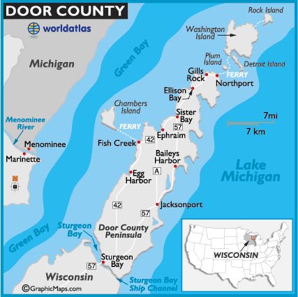 Door County Wisconsin Map and Information Page Washington Island, Lakeside Park, Door County Wi, Green Bay Wisconsin, Door County Wisconsin, Sturgeon Bay, Rock Island, Door County, Beach Rentals