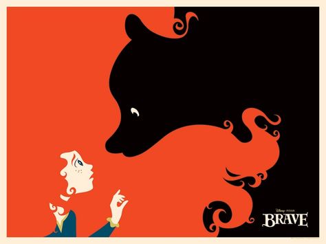 Saw this movie today. Got a little dusty in the theater towards the end. Negative Space Artwork, Pippo Disney, Disney Themed Nursery, Minimalistic Posters, Disney Amor, Negative Space Art, Disney Poster, Disney Brave, 디즈니 캐릭터