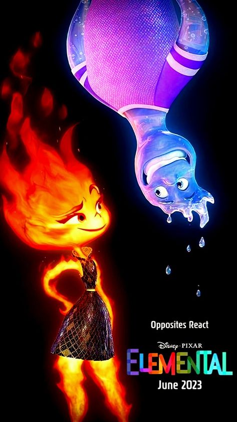 Elemental Movie Poster, Disney Animated Movie Posters, Animated Movies Poster, Best Cartoon Movies, Elemental Movie, Animation Poster, New Animation Movies, Disney Movies List, Cartoon Film