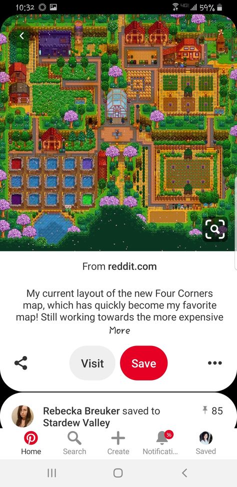 Stardew Four Corners Layout, Stardew Valley Farm Layout Four Corners, Four Corners Farm Stardew Valley, Stardew Valley Four Corners Layout, Stardew Valley Four Corners, Farm Layouts, Stardew Farm, Stardew Farms, Stardew Valley Layout