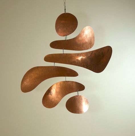 Ceramic Mobile Ideas, Ceramic Mobile, Brass Mobile, Abstract Wall Sculpture, Chicken Wire Art, Wood Mobile, Copper Furniture, Metal Mobile, Metal Art Jewelry