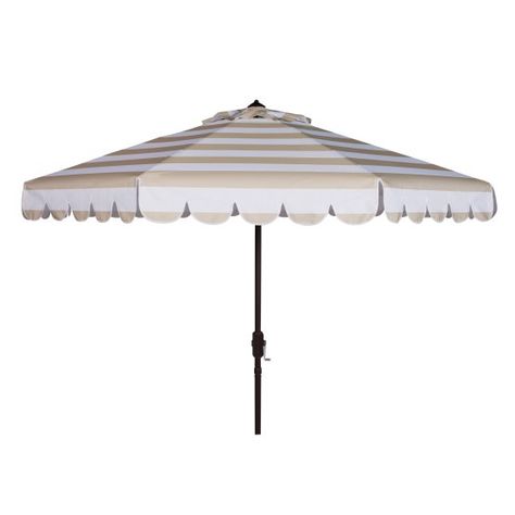 Safavieh Maui Single Scallop Striped 9 ft. Aluminum Auto Tilt Crank Patio Umbrella Patio Umbrella Lights, Iris Fashion, Umbrella Lights, Outdoor Movie, Beach Umbrella, Market Umbrella, Outdoor Umbrella, Patio Umbrellas, Decor Furniture