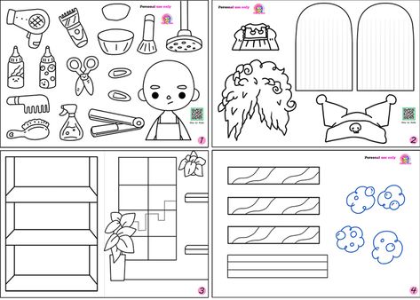 Coloring Pages Toca Boca, Toca Boca Coloring Pages, Toca Boca Hair, Toca Boca Hair Salon, Easy Art For Kids, Hello Kitty Crafts, Paper Dolls Diy, Paper Doll House, Easy Paper Crafts Diy