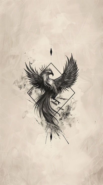 Pheonix Tattoo Minimalistic, Phoenix Tattoo Cover Up, Phoenix Tattoo On Arm, Phoenix Minimalist Tattoo, Black And White Phoenix Tattoo, Back Phoenix Tattoo, Phoenix Tattoo Design Men, Geometric Phoenix Tattoo, Phoenix Tattoo Minimalist