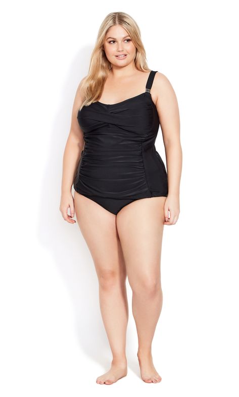 Twist Tankini Top - black Plus Size Tankini, Plus Size Swim, Printed Tankini, Swimwear Tankini, Swim Brief, Swim Skirt, Looks Chic, Female Poses, Super Sweet