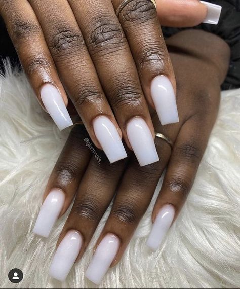 White Acrylic Nails Tapered Square, Layover Nails, Nails Tapered Square, White Sparkle Nails, Acrylic Nails White, Sqaure Nails, Oval Nails Designs, White Coffin Nails, Tapered Square Nails