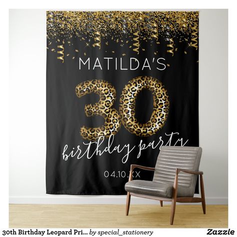 Birthday Party Photo Booth, Party Photo Booth Backdrop, Leopard Print Party, Background Gold, 65th Birthday, 60th Birthday Party, 30th Birthday Parties, 40th Birthday Parties, Party Photo Booth