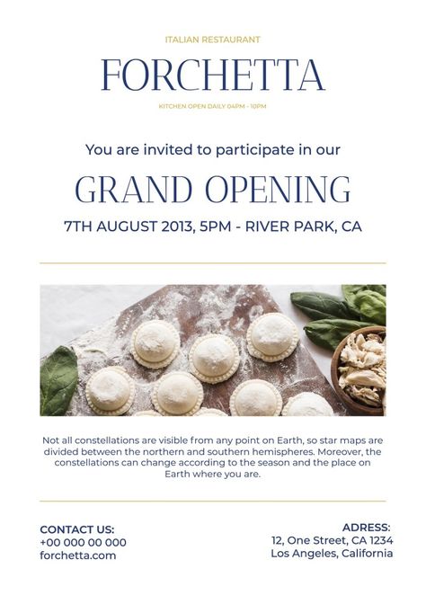 Minimalist Blue Forchetta Restaurant Grand Opening Invitation Soft Opening Invitation, Cafe Invitation, Opening Invitation, Grand Opening Invitations, Restaurant Opening, Minimalist Invitation, Soft Opening, Italian Restaurant, Grand Opening