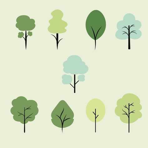 Set of Tree plant illustration flat design Oak Tree Illustration, Tree Graphic Design, Flat Tree, Poster Text, Tree Icon, Illustration Flat, Tree Graphic, Leaves Vector, Tree Illustration