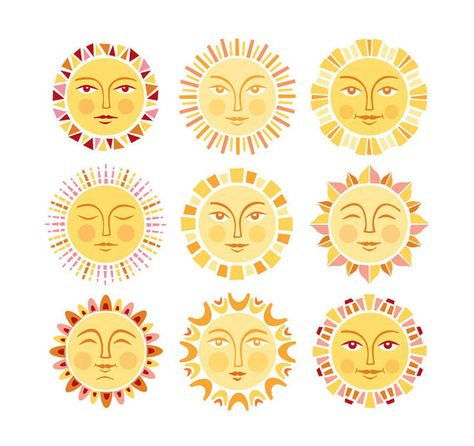 Sun Folk Art, Folk Art Sun, Skulls Animal, Mexican Sun, Glass Cloches, Sun Faces, Sun Drawing, Halloween Watercolor, Sun Design