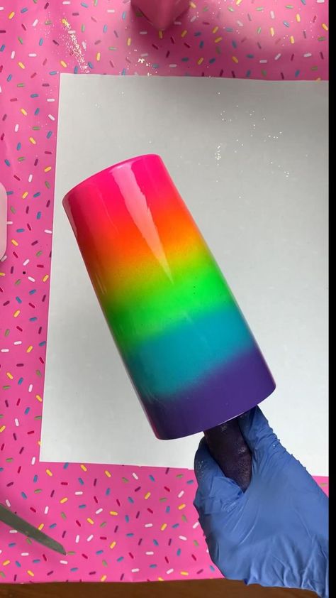 Neon Rainbow Glitter Tumbler | Resin crafts, Custom tumbler cups, Tumbler cups diy Lisa Frank Tumbler Ideas, Tumbler Ideas Diy, Resin Cups, Orange Julius, Epoxy Cups, Epoxy Crafts, Diy Tumbler, Epoxy Tumbler, Resin Tumblers