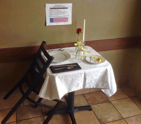 Fallen Soldier Table, Missing Man Table, Table Setting Etiquette, The Empty Chair, Veterans Day Activities, American Heritage Girls, Memory Table, Pow Mia, Retirement Celebration