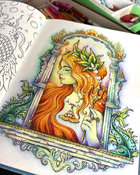 Gundi 🖍✏️💖🇩🇪🌸 | Today I will show you the making of from this coloring. It’s a page from Berättelser från Atlantis, Hanna Karlzon @hannakarlzon 💚💜🩵 I had... | Instagram Hannah Karlzon, Unique Coloring Pages, Coloring Inspiration, Fairy Coloring Pages, Relaxing Colors, Fairy Coloring, Printable Adult Coloring Pages, Hanna Karlzon, Johanna Basford