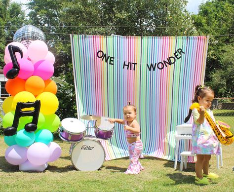 Music Fest First Birthday, First Birthday Dance Theme, Kids Music Themed Birthday Party, Music Themed One Year Old Birthday, One Hit Wonder Birthday Party, Musical First Birthday Party, Music Themed 1st Birthday Party, Disco 1st Birthday Party, Music Themed First Birthday Party