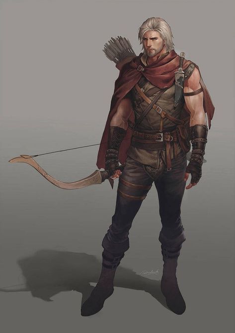 I'm not sure where I got this from, if someone knows the artist please let me know & I'll credit Warrior Concept Art, Dungeons And Dragons Characters, Fantasy Male, Rpg Characters, Bow And Arrow, Concept Art Drawing, Male Characters, Male Character, Fantasy Warrior