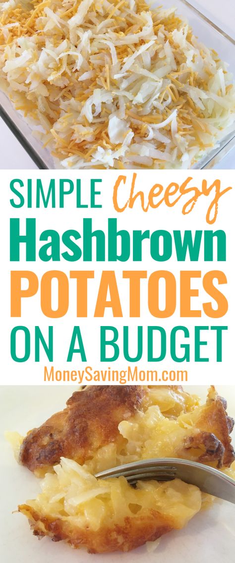 This budget-friendly recipe is easy, adaptable, and a total summer cookout crowd-pleaser! Kids AND adults LOVE it! Cheesy Hashbrown Potatoes, Hashbrown Potatoes, Cheesy Potatoes With Hashbrowns, Breakfast Crockpot, Cheesy Hashbrown, Breakfast Crockpot Recipes, Cheesy Hashbrowns, Hashbrown Casserole, Raw Potato