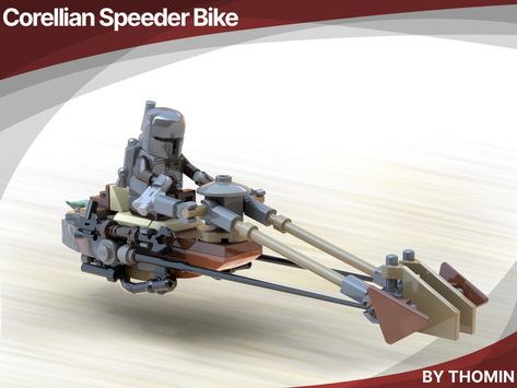 Lego Star Wars Mandalorian, Disney Lego Minifigures, Lego Speeder, Lego Star Wars Moc Instructions, Lego Speeder Bike, Lego Adventurers Moc, Lego Mandalorian, The Gunslinger, Lego Delorean Moc