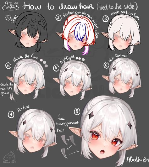 Drawing Tutorial Step By Step, Digital Hair, Drawing Hair Tutorial, Digital Painting Techniques, Art Advice, Anime Tutorial, Digital Art Beginner, Hair Brushes, Poses References