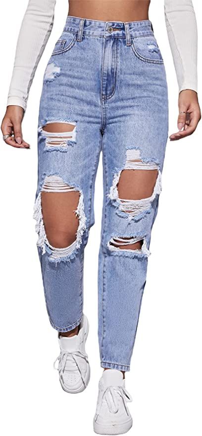 High Waist Ripped Jeans, Jeans Store, Denim Cargo Pants, Cute Jeans, Distressed Denim Jeans, Jeans Distressed, Colored Denim, High Waisted Denim, Denim Fabric