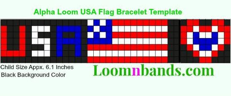 Alpha Loom Patterns, Holiday Event Ideas, Loom Bracelets Easy, Bracelet Template, Rainbow Loom Bracelets Easy, Bead Jewelry Patterns, Flag Bracelet, Rainbow Loom Patterns, Rainbow Loom Ideas