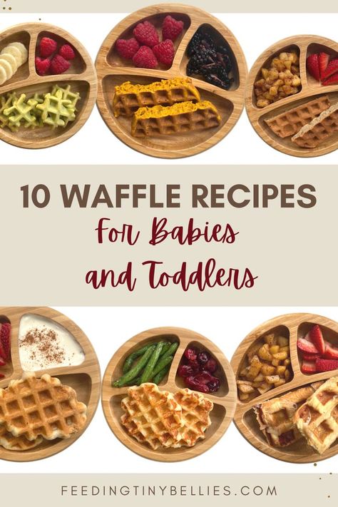 10 Waffle Recipes For Babies And Toddlers Diy Frozen Waffles, Mini Waffle Maker Recipes Blw, Quick Blw Dinner, Waffle Recipe For Baby, Fritters For Babies, Blw Food Ideas, Dash Waffle Recipes, Recipes For Mini Waffle Maker, Toddler Waffle Recipe