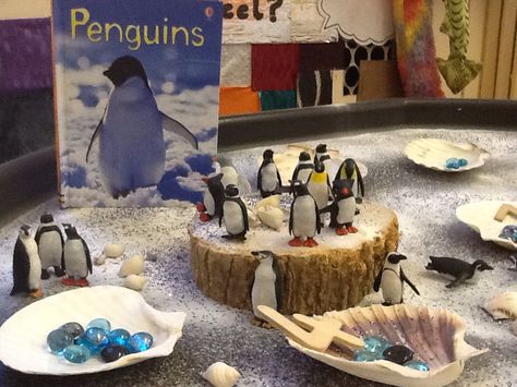 Penguin Tuff Tray, Antartica Animals, Science Provocations, Tuff Table, Winter Exploration, Preschool Penguin, Penguin Theme, Tuff Spot, Continuous Provision