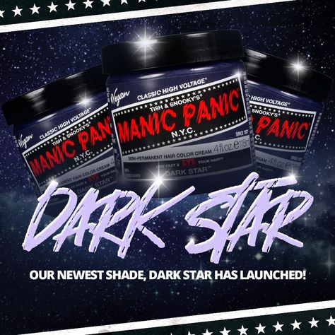 ⭐ For all our colour mixers and hair experimenters, we bring you a new shade to add to your collection...Dark Star ⭐ A beautiful lilac grey colour, perfect riding solo or mixed with your other faves!! Link in bio to shop and remember to tag us in your pictures and videos ❣️ #manicpanicprofessional #manicpanichaircolour #MPUK #UVdye #haircollection2021 #manicpanicuk #colourfulhairdye #vividhair #veganlifestyle #vegancolourists #veganlifeuk #vegansofinstagram #unicornhairdye Manic Panic Dark Star, Unicorn Hair Dye, Hair Color Cream, Lilac Grey, Manic Panic, Dark Star, Hair Collection, Dressed To Kill, Grey Colour