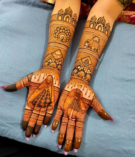 Figure Mehndi Designs Bridal, Bridal Mehendi Designs Wedding Latest, 3d Mehendi Designs For Hands Bridal, Bridel Mehandi Designs, Bridal Mehndi Designs Figures, Bridal Mehndi Figures, Bridal Mahendi Latest Design, Bridal Mehndi Designs With Figures, Bride Mehndi Designs Indian Weddings