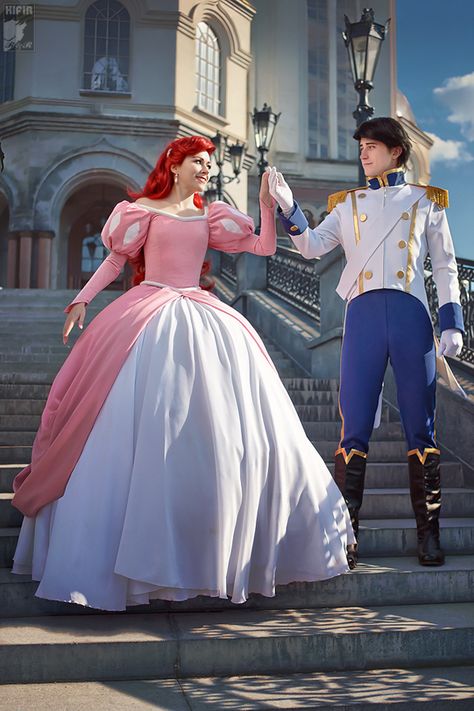 Disney Princess Real Life, Ariel Pink Dress, Princess Ariel Dress, Ariel And Eric, Ariel Cosplay, Bert Stern, Ariel Dress, Wig Styling, Robert Mapplethorpe