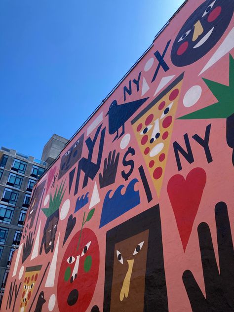 New York Mural, City Wall Mural, City Murals, Nyc Murals, Interior Murals, Murals Street Art, Going Places, Spirit Week, Wall Paint