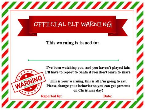 Elf On The Shelf Warning, Bad Behavior Kids, Elf On Shelf Notes, 2023 Letters, Elf Notes, Bad Elf, Elf On Shelf, Elf Shelf, Corkboard Ideas Decor