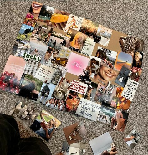 Fun Vision Board Ideas, Pictures To Put On A Vision Board, Vision Board Making Aesthetic, Setting Goals Aesthetic, Vision Board Ideas Aesthetic Poster, Goal Collage, Dream Board Pictures, Goals Aesthetic, Goal Board