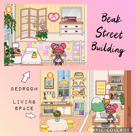 Toca Boca Beak Street Building, Beak Street Building Toca Boca, Building Bathroom, Street Building, Toca Life, Life Words, Living Spaces, Building