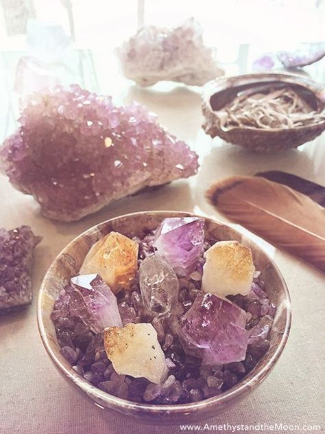 You have selected your new crystals and they are cleaned, charged and ready to go. Now, what do you do with them? How can they be used for healing? There is a variety of ways to use crystals to imp… Fairy Altar, Crystal Intentions, Moon Crystals, Crystals For Healing, Witch Shop, Crystal Garden, Sacred Spaces, Crystal Grids, Crystal Magic