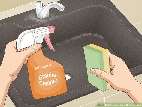 How To Clean Quartz, How To Clean Stone, Black Granite Sink, Granite Cleaner, How To Clean Granite, Granite Bathroom, Composite Kitchen Sinks, Quartz Sink, Granite Composite Sinks