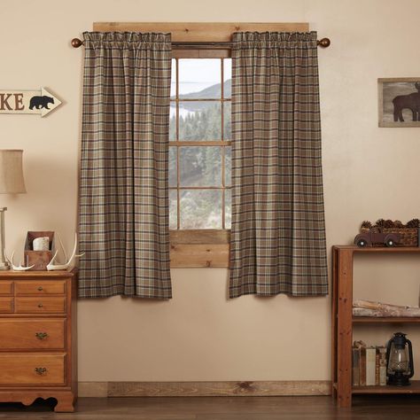 PRICES MAY VARY. 100% Cotton PRIMITIVE COUNTRY PANEL: Includes two 63 by 36 inch 100% cotton window panel with a 2-inch header and a 3.25-inch rod pocket. Includes two matching tiebacks. LIGHT FILTERING: Lined with white cotton to provide additional privacy while filtering out harsh outside light and preventing fading. PRIMITIVE COUNTRY DECOR: Versatile styling sure to match traditional country, vintage farmhouse, or rustic cottage decor. This collection is a favorite for charming vintage kitche Country Style Curtains, Rustic Cottage Decor, Plaid Curtains, Vhc Brands, Short Curtains, Rustic Materials, Darkening Curtains, Decor Pillows, Lined Curtains