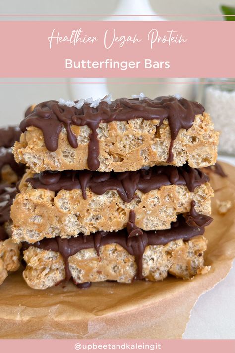 Butterfinger Bars Recipe, Thm Candy, Vegan Protein Bar, Vegan Coffee Cake, Butterfinger Bars, Gluten Free Coffee Cake, Dr Mcdougall, Protein Ideas, Gluten Free Coffee