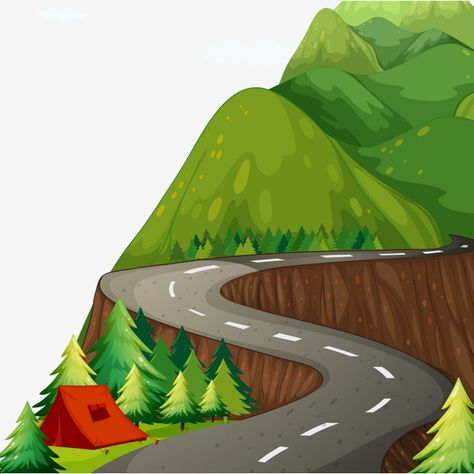 Hillside Landscaping Drawing, Mountain Clipart, Road Vector, Camping Png, Road Pictures, Border Clipart, Construction Diy, Alphabet Worksheets Preschool, Ring Road