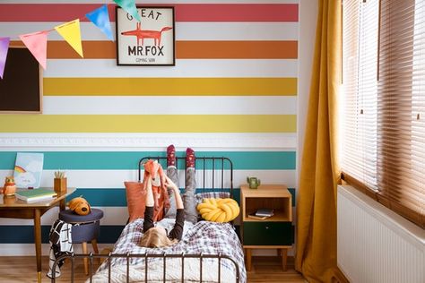 Nursery Striped Wall, Rainbow Stripe Wall, Rainbow Wall Mural, Boys Decal, Rainbow Bedroom, Stripe Wall, Rainbow Wall Decal, Kid Bedroom, Basement Makeover