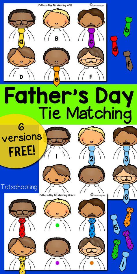 FREE printable learning games with a Father's Day theme for kids to practice the alphabet, numbers, colors, color words and number words. Perfect for toddlers, preschool and kindergarten kids! Father Day Activities For Toddlers, Fathers Day Lesson Plans For Preschool, Preschool Fathers Day Activities, Fathers Day Math Preschool, Father Day Activities For Preschoolers, Dad Activities Preschool, Fathers Day Math Activities Preschool, Father's Day Activities For Preschoolers Printables, Fathers Day Theme Preschool