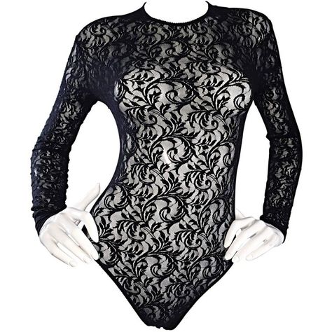 Vintage Calvin Klein 1980s Black Lace Sexy Long Sleeve 80s Bodysuit... (£401) ❤ liked on Polyvore featuring intimates, sexy bodysuit, long sleeve lace bodysuit, long sleeve bodysuit, sexy body suits and bodycon bodysuit 80s Bodysuit, 90s Bodysuit, Diy Fashion No Sew, Calvin Klein Vintage, Rare Clothing, Bodycon Bodysuit, Black Lace Bodysuit, Vintage Calvin Klein, Designer Jumpsuits