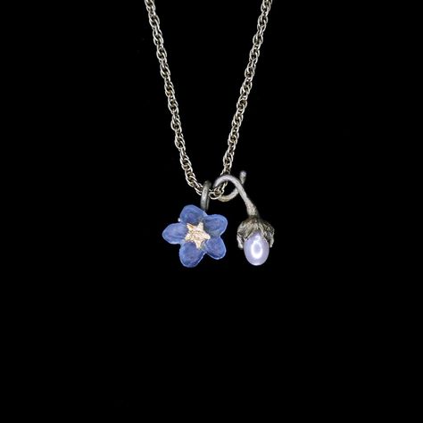 Forget Me Not Pendant - Petite Flower - Michael Michaud Jewellery Forget Me Not Necklace, Forget Me Not Jewelry, Dr Accessories, Michael Michaud, Forget Me Not Flowers, Botanical Jewelry, White Freshwater Pearl, Forget Me Not, Jewelry Inspo