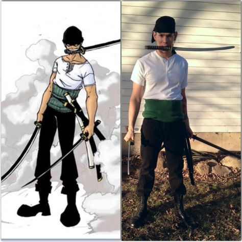 Zoro Costume For Men, Zoro Cosplay Male, Roronoa Zoro Outfits, Diy Zoro Cosplay, One Piece Cosplay Zoro, Zoro Outfit One Piece, Easy Anime Cosplay Ideas Men, Zoro One Piece Costume, Zoro Costume Women