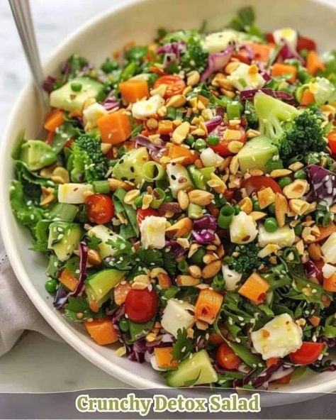 Lidia bastianich lovers🍗🍝🎂 | Crunchy Detox Salad | Facebook Chopped Broccoli, Mediterranean Diet Recipes Dinners, Detox Salad, Crunchy Salad, Homemade Salads, Healthy Slow Cooker, Slow Cooker Recipes Healthy, Chopped Carrots, Healthy Food Options