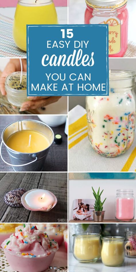 Easy Homemade Candles, Diy Candle Ideas, Easy Diy Candles, Make Soy Candles, Homemade Candle Recipes, Candles With Essential Oils, Gel Wax Candles, Handmade Candles Diy, Simple Candle