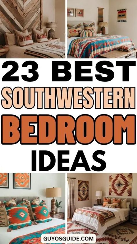 23 Southwestern Bedroom Ideas to Bring Desert Charm Indoors Cowgirl Bedrooms Western, Southwestern Themed Bedroom, Boho Western Master Room Bedroom Ideas, Southwestern Decorating Bedroom, Country Western Bedroom, Southwestern Bedroom Ideas, Western Apartment Decor, Southwest Interior Design, Southwest Interior