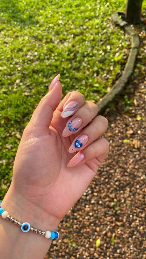 Greek Eye Nails, Greek Nails, Evil Eye Nails, Greek Eye, Corset Outfit, Eye Nails, Fashion Nails, Evil Eye, Nail Inspo