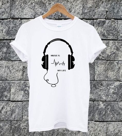 Customised T Shirt, Music Tshirt Design Ideas, Printed Tee Women, Music Is My Life, Music T Shirt, Grocery Supermarket, Shirt Logo Design, Trendy Shirt Designs, Tshirt Printing Design