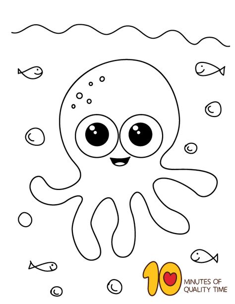 Octopus Coloring Page Octopus Art For Kids, Octopus Coloring, Easy Coloring Pages For Kids, Sea Animals Coloring, Sea Animals Coloring Pages, Octopus Coloring Page Free Printable, Ocean Animal Coloring Pages, Sea Creature Coloring Pages Free Printable, Octopus Colors